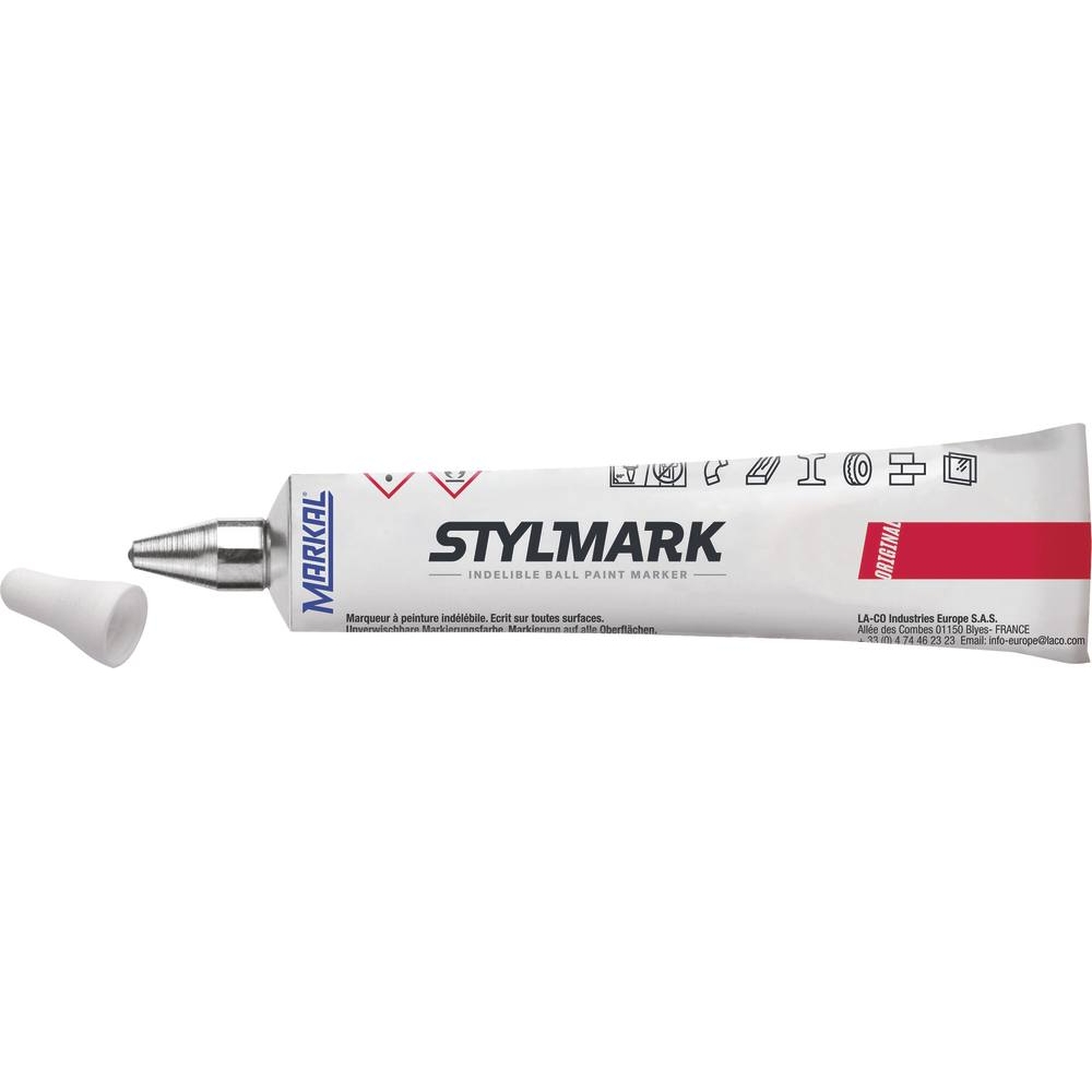 Tube marqueur à bille toutes surfaces blanc MARKAL - 11632