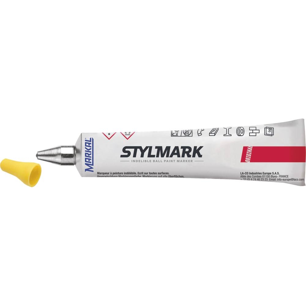 Tube marqueur à bille toutes surfaces jaune MARKAL - 11634