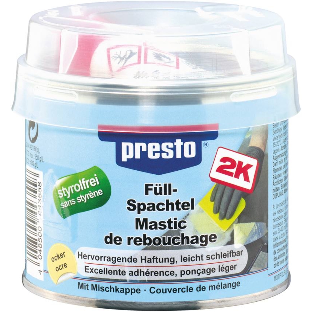 Mastic universel avec tube durcisseur - pot de 250g PRESTO - 12024