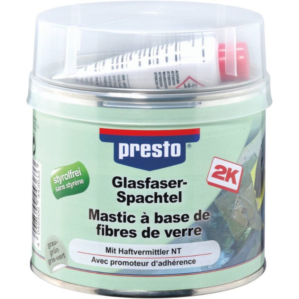 Mastic fibre verre + durcisseur 1kg sans styrene PRESTO - 12029