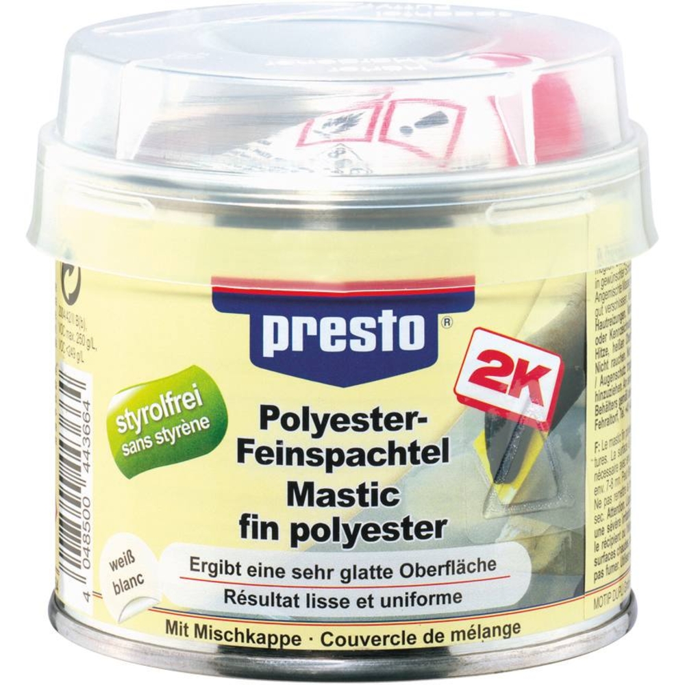 Mastic polyester fin avec tube durcisseur - pot de 250g PRESTO - 12043