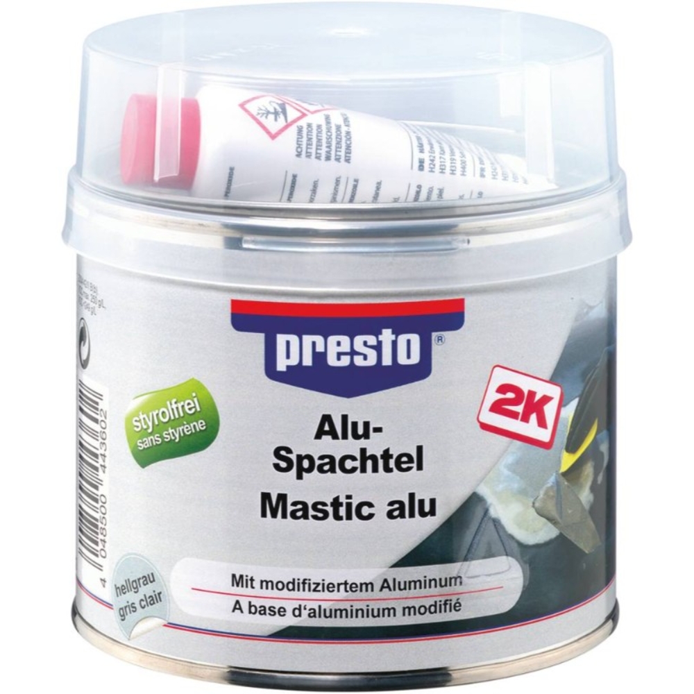 Mastic aluminium + durcisseur 1kg sans styrene PRESTO - 12050