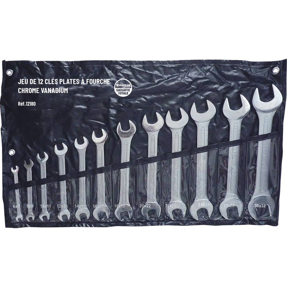 Clés plates à fourche de 6x7mm à 30x32mm - pochette de 12 pcs DRAKKAR TOOLS - 12180