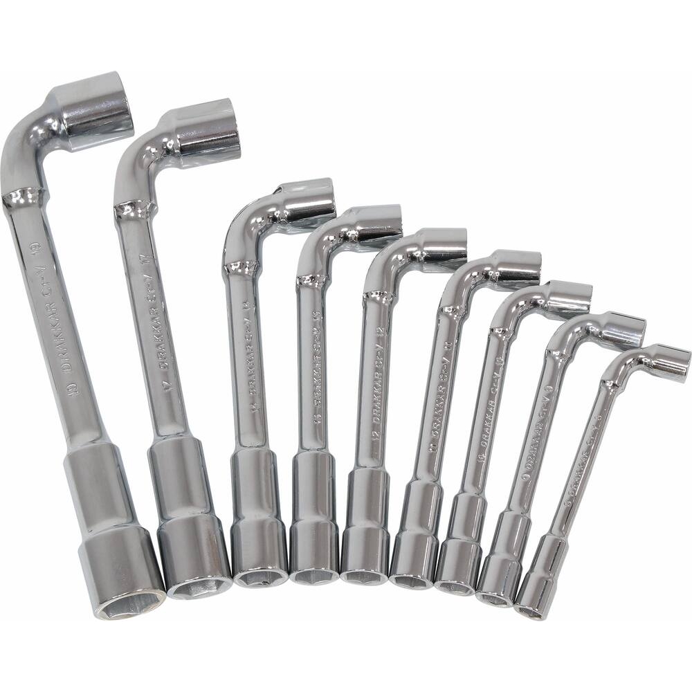 Clés à pipe débouchées 6 pans/6 pans de 8 à 19mm - boîte carton de 9 pcs DRAKKAR TOOLS - 12274