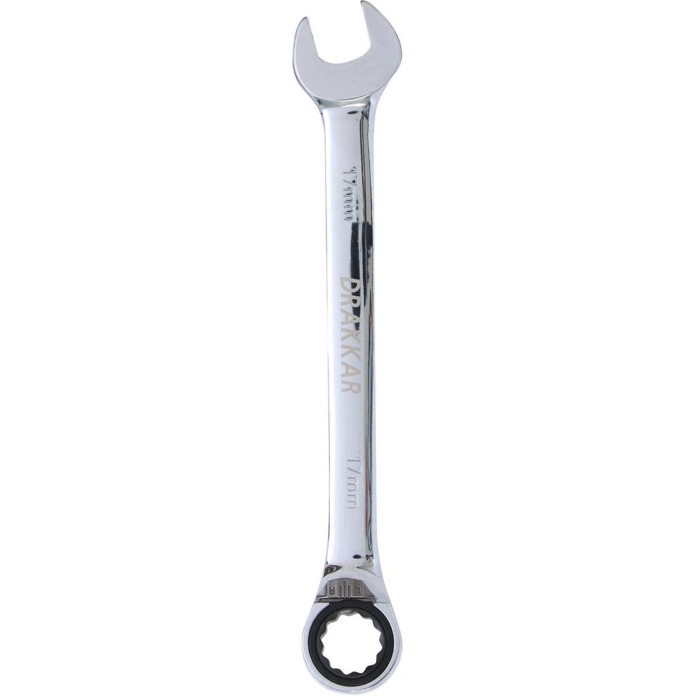 Clé mixte coudée à cliquet de 17mm avec inverseur - carte DRAKKAR TOOLS - 12637