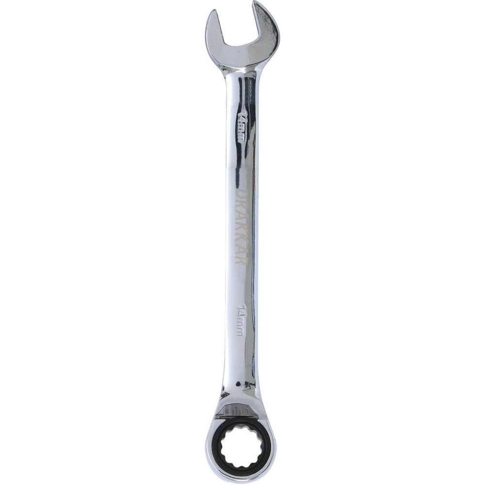 Clé mixte coudée à cliquet de 14mm avec inverseur - carte DRAKKAR TOOLS - 12679