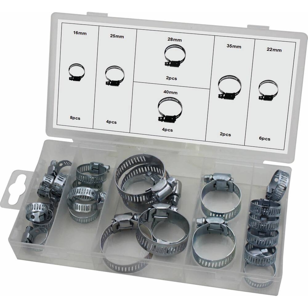 Collier à crémaillère ajouré acier zingué 9mm de 16 à 40mm - coffret de 26 pcs STILKER - 12912