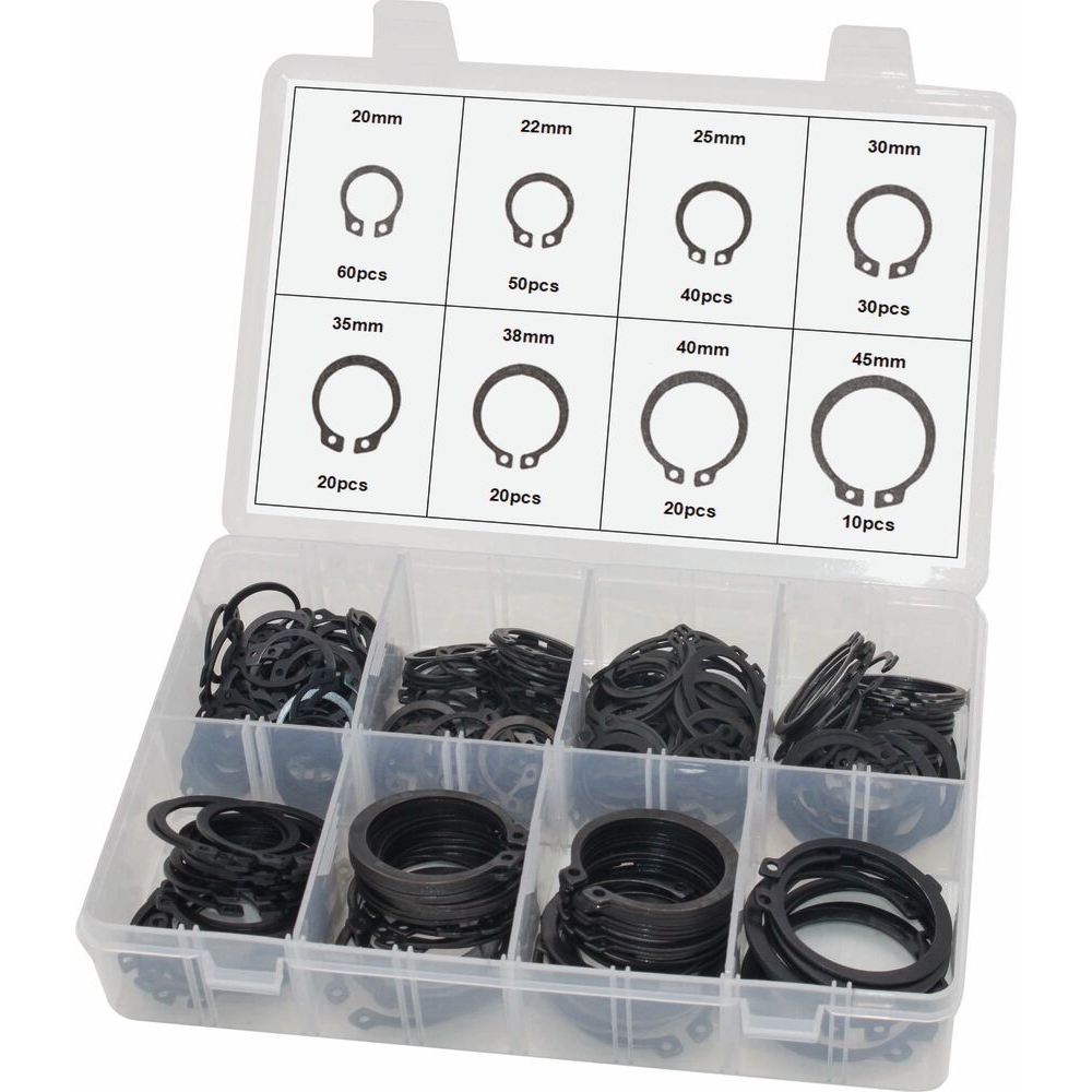 Circlips extérieurs de 20 à 45mm - coffret de 250 pcs KLIPPER - 12926