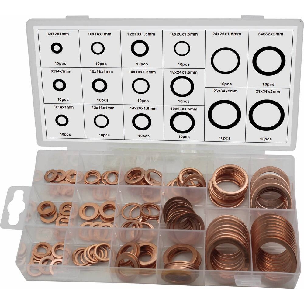 Rondelle cuivre de 6 à 28mm - coffret de 160 pcs STILKER - 12930