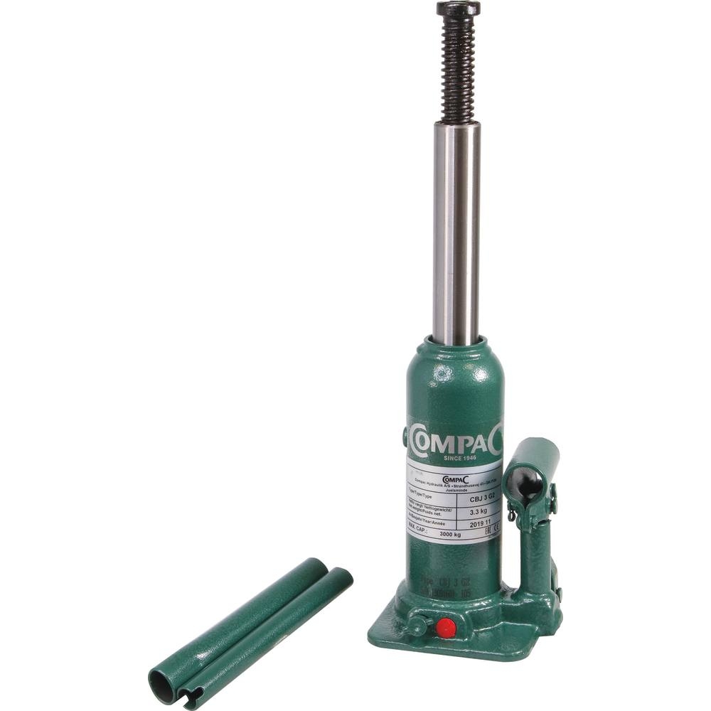 Cric bouteille hydraulique 3T vert COMPAC - 13021