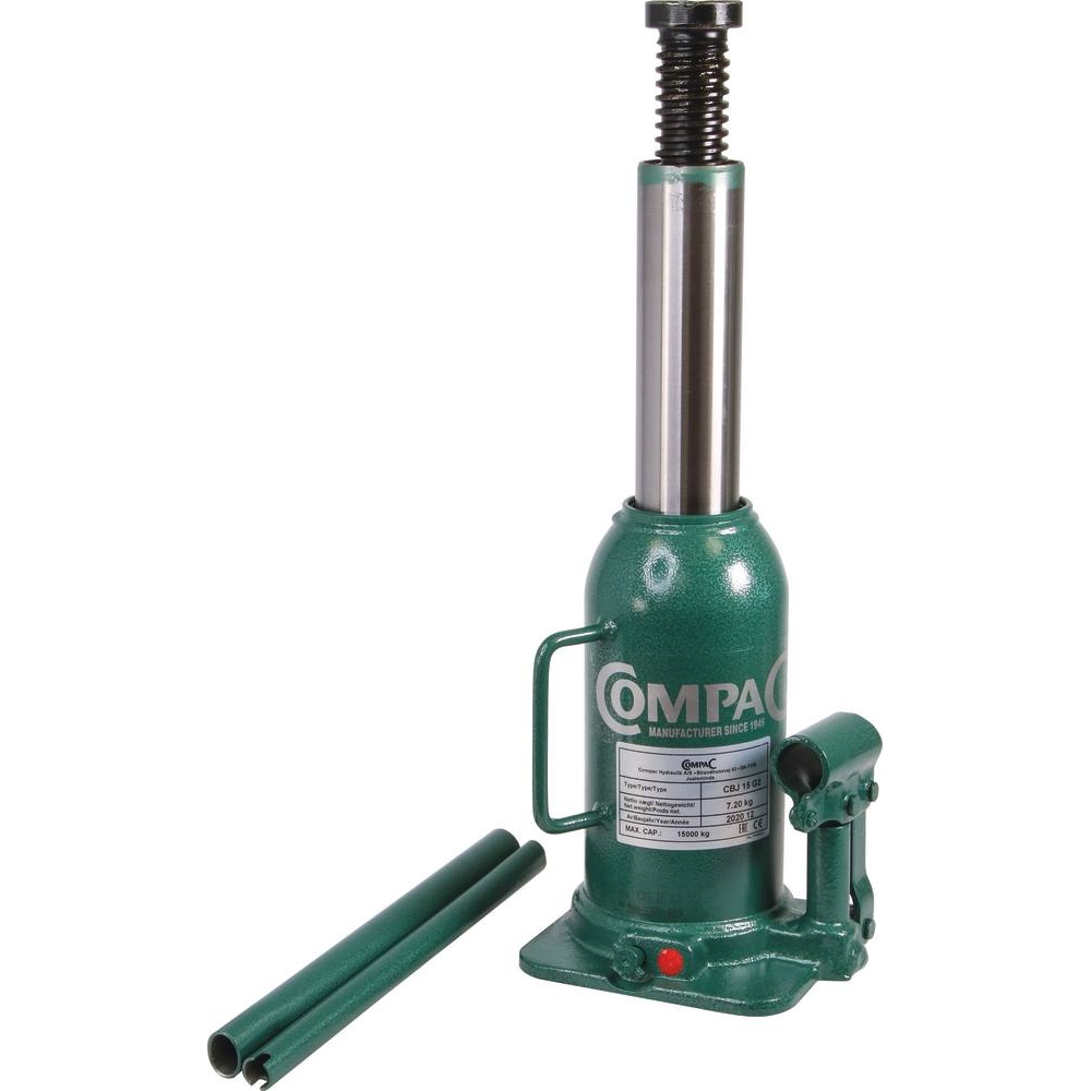 Cric bouteille hydraulique 15T vert COMPAC - 13026