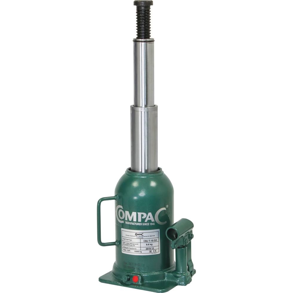 Cric bouteille hydraulique télescopique 10T vert COMPAC - 13029