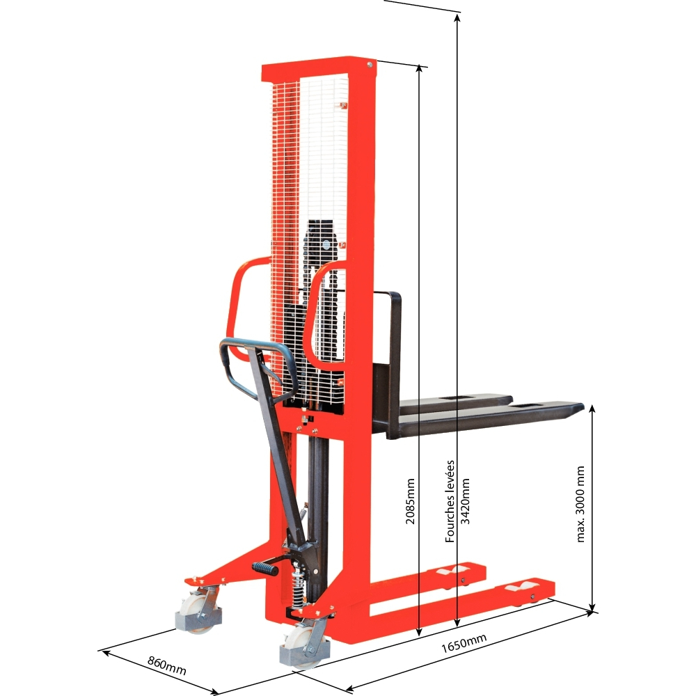 GERBEUR HYDRAULIQUE 300CM CAPACITE 1000KG - DRAKKAR EQUIPEMENT - 13123