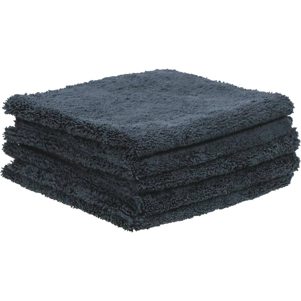 Microfibre 380g/m² 400x400mm noire sans ourlet spécial auto - lot de 5 pcs KARZHAN - 14014