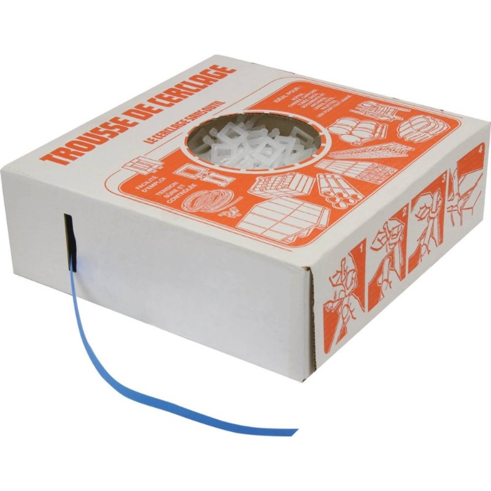 Feuillard bleu 12mm 750m +250 boucles - kit de cerclage - 14038