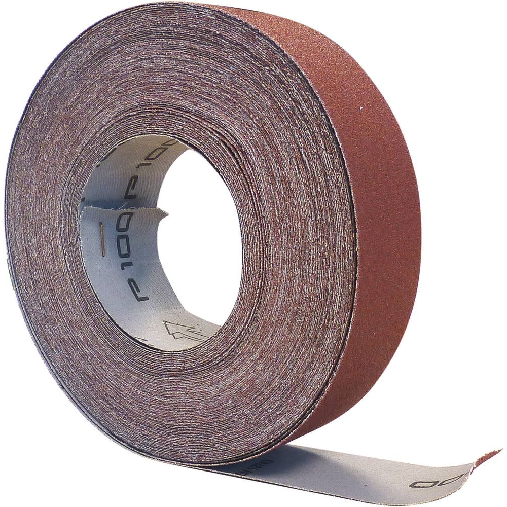 Rouleau d'atelier papier abrasif P100 38mmx25m - boîte distributrice KARBOSAN - 14040