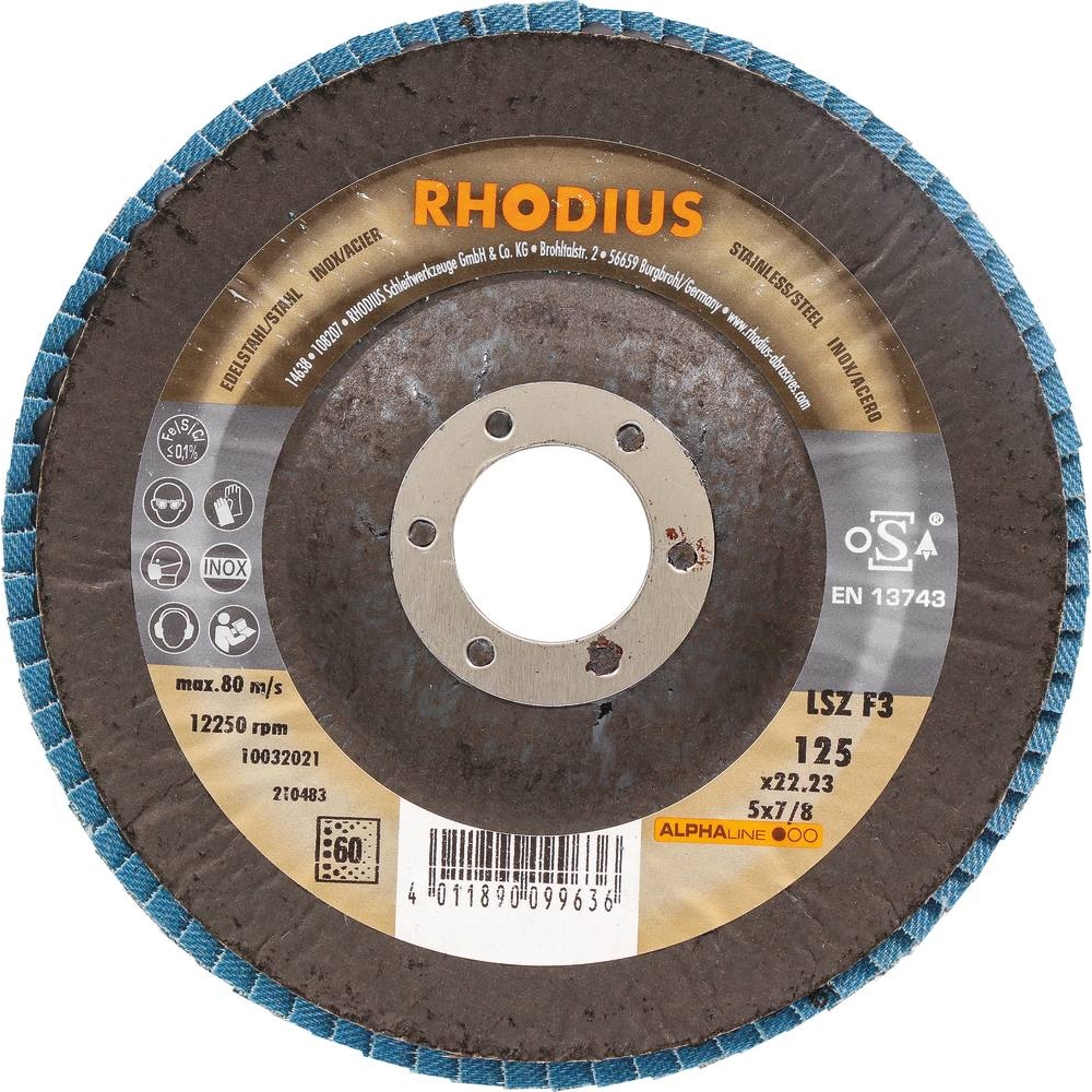 Disque à lamelles 125x22mm GR 60 - lot de 10 pcs RHODIUS - 14045