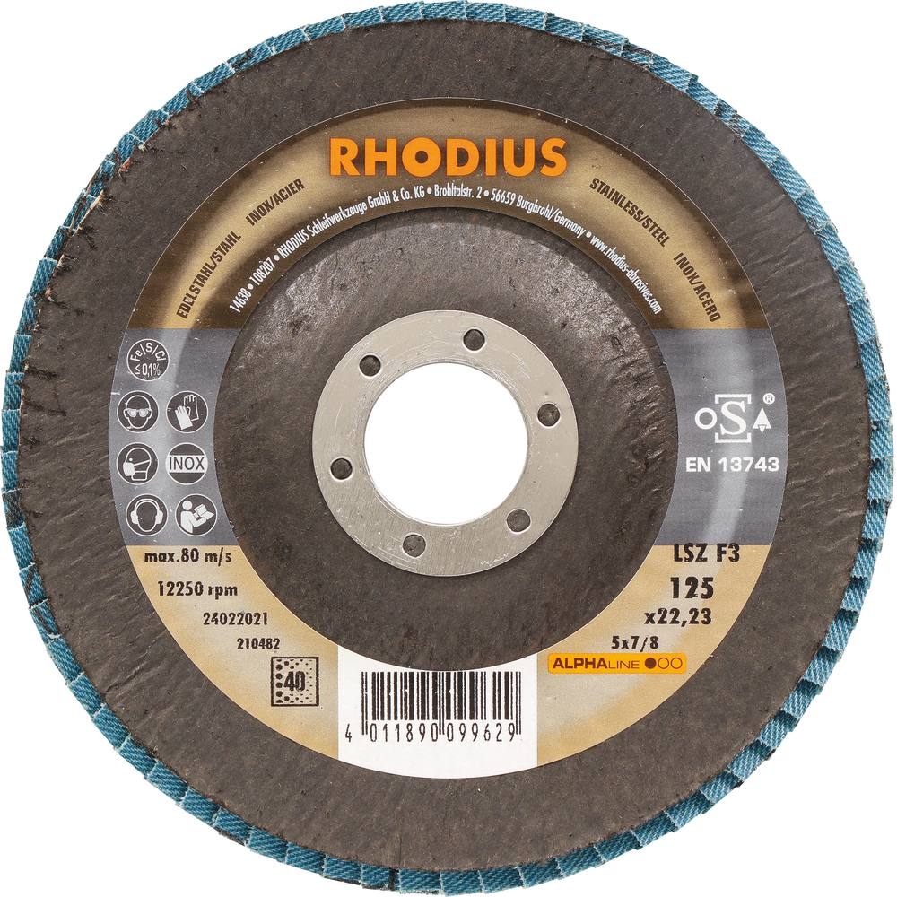 Disque à lamelles 125x22mm GR 40 - lot de 10 pcs RHODIUS - 14046