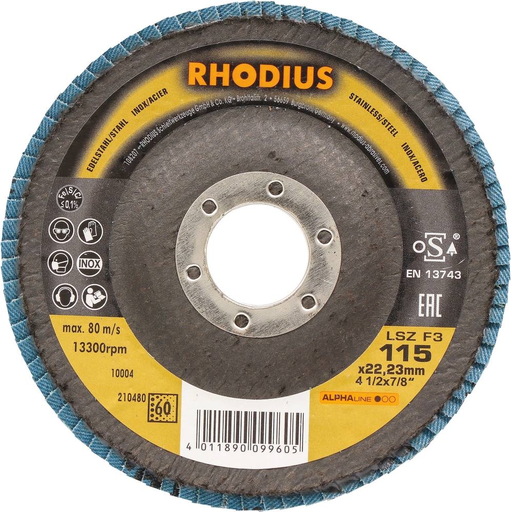 Disque à lamelles 115x22mm GR 60 - lot de 10 pcs RHODIUS - 14048