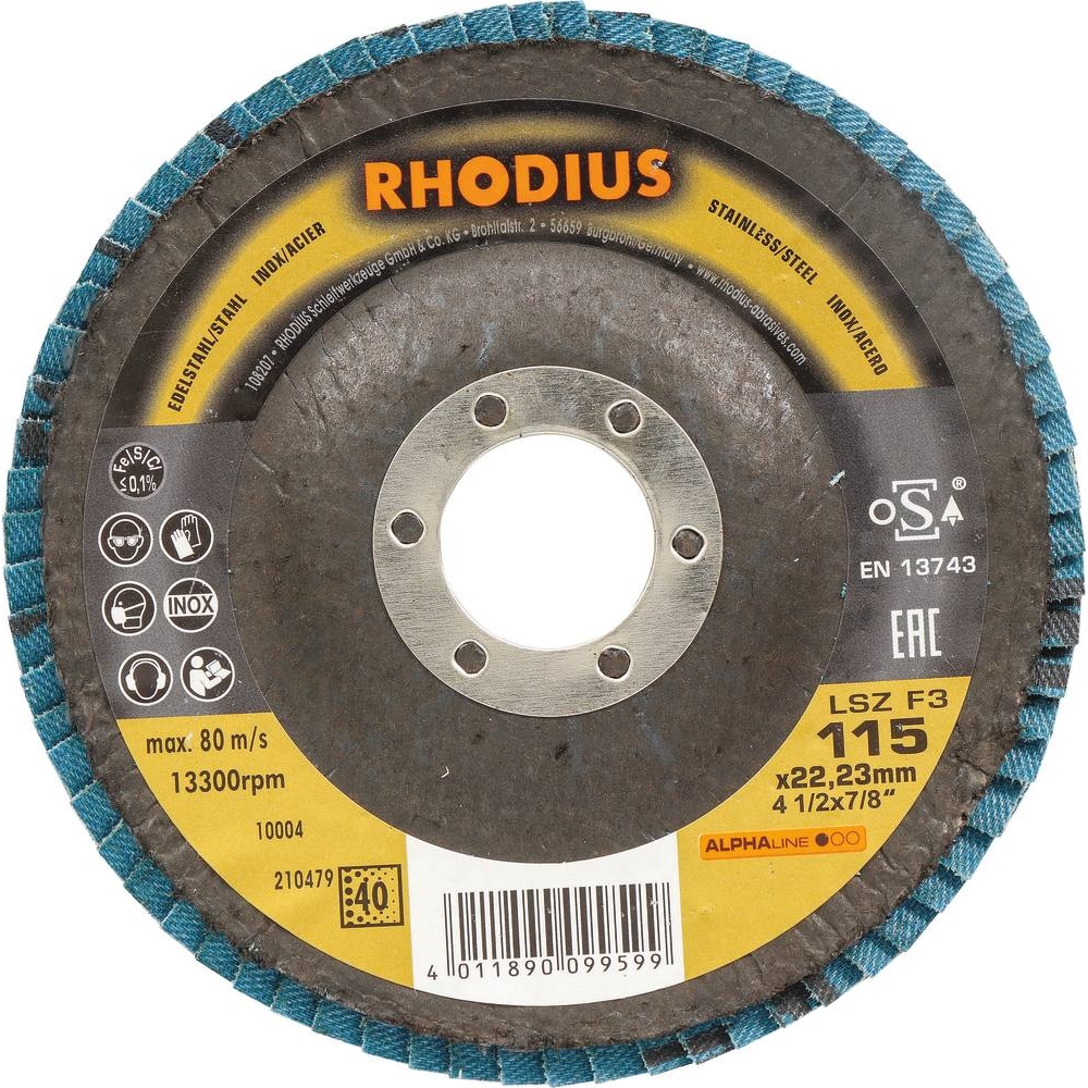 Disque à lamelles 115x22mm GR 40 - lot de 10 pcs RHODIUS - 14049