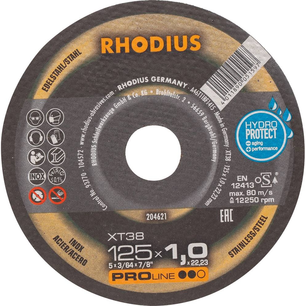 Disque à tronçonner acier/inox 125x1x22mm - lot de 50 pcs RHODIUS - 14051