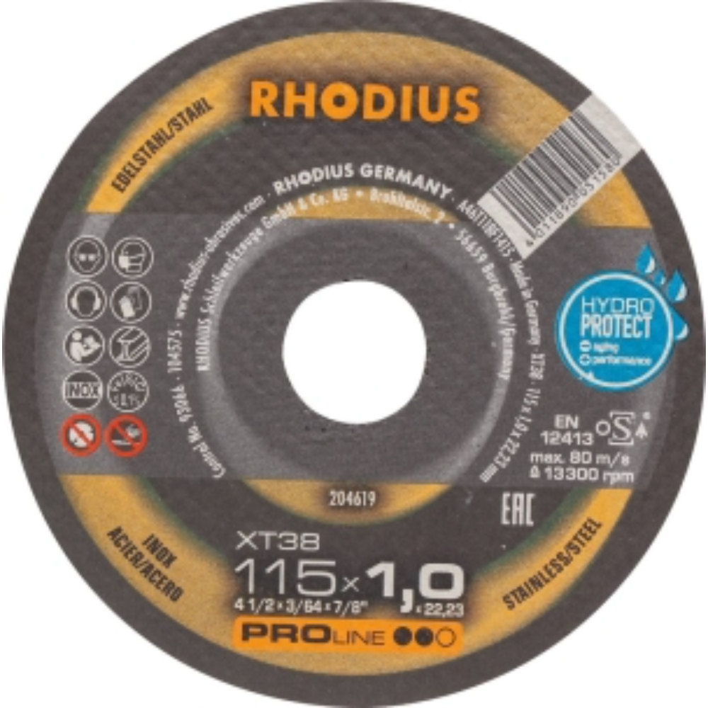 Disque à tronçonner acier/inox 115x1x22mm - lot de 50 pcs - RHODIUS - 14052