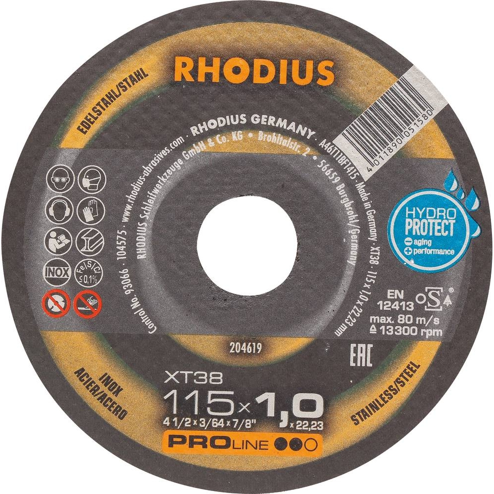 Disque à tronçonner acier/inox 115x1x22mm - lot de 50 pcs RHODIUS - 14052