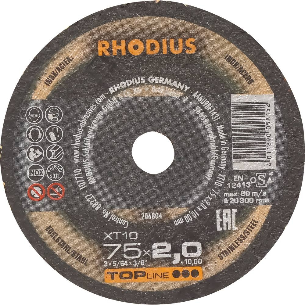 LOT 25 MEULES TRONCON.INOX 75X2X10 - RHODIUS - 14053