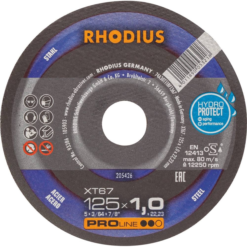 Disque à tronçonner acier 125x1x22mm - lot de 50 pcs RHODIUS - 14056