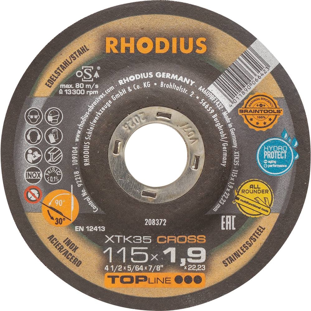 Disque à tronçonner et à ébarber acier/inox 115x1,9x22 - lot de 25 pcs RHODIUS - 14060