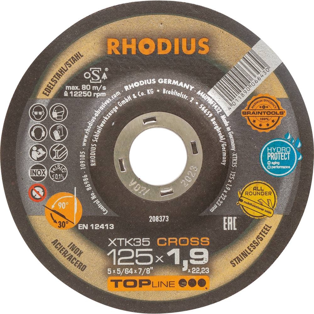 Disque à tronçonner et à ébarber acier/inox 125x1,9x22 - lot de 25 pcs RHODIUS - 14061