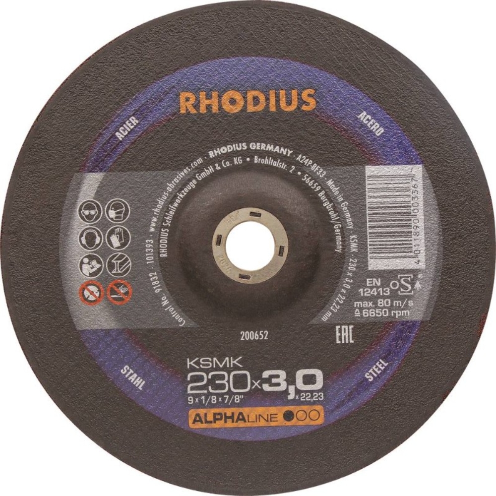 Lot 25 disque à tronçonner acier 230x3x22mm RHODIUS - 14062