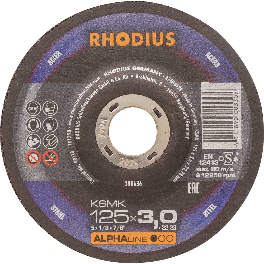 LOT 25 MEULES TRONCON.ACIER 125X3X22 - RHODIUS - 14063