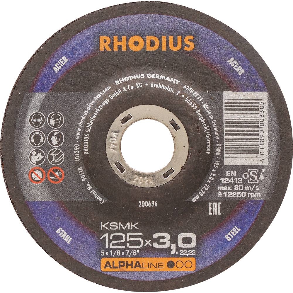 Disque à tronçonner acier 125x3x22mm - lot de 25 pcs RHODIUS - 14063