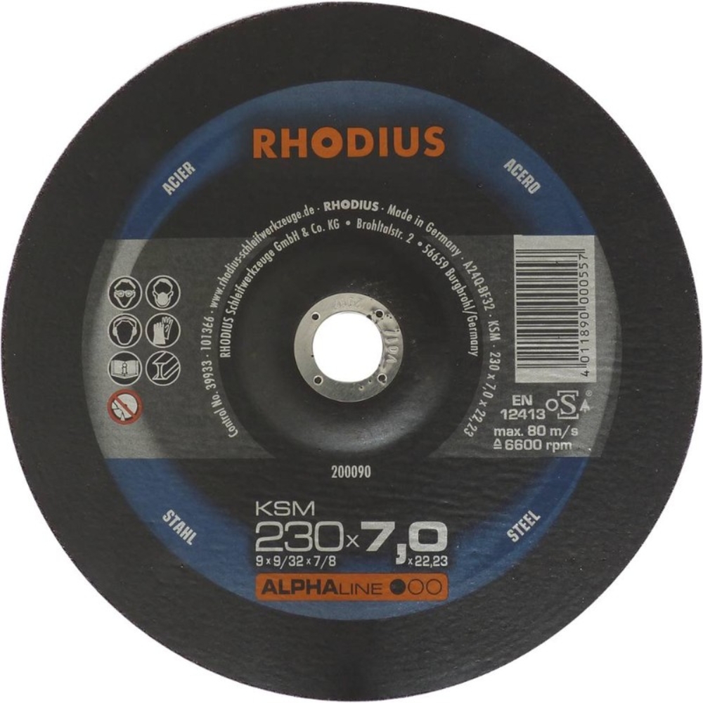 Lot 10 meules ebarbage acier 230x7x22 RHODIUS - 14065