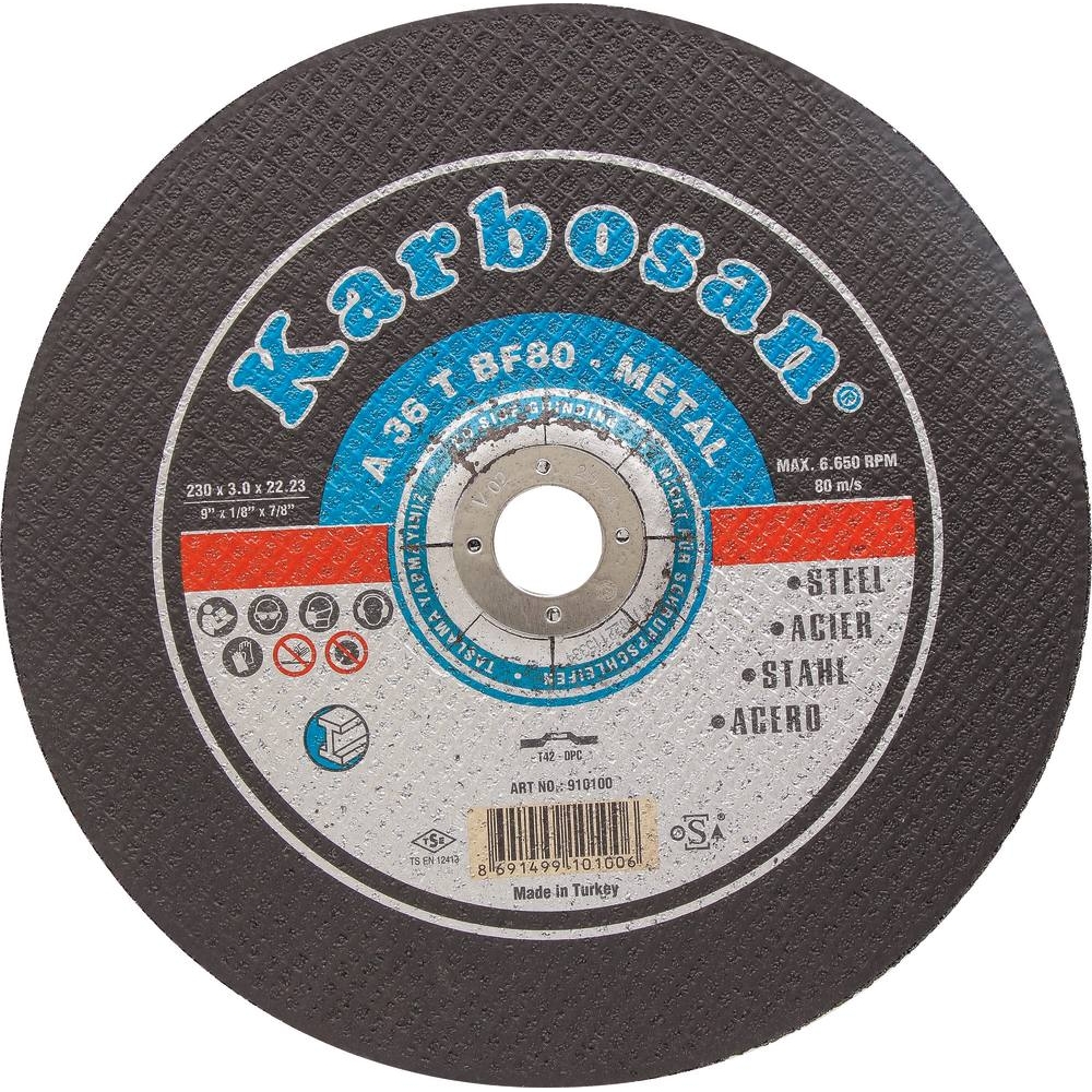 Disque à tronçonner acier 230x3x22mm - lot de 25 pcs KARBOSAN - 14085
