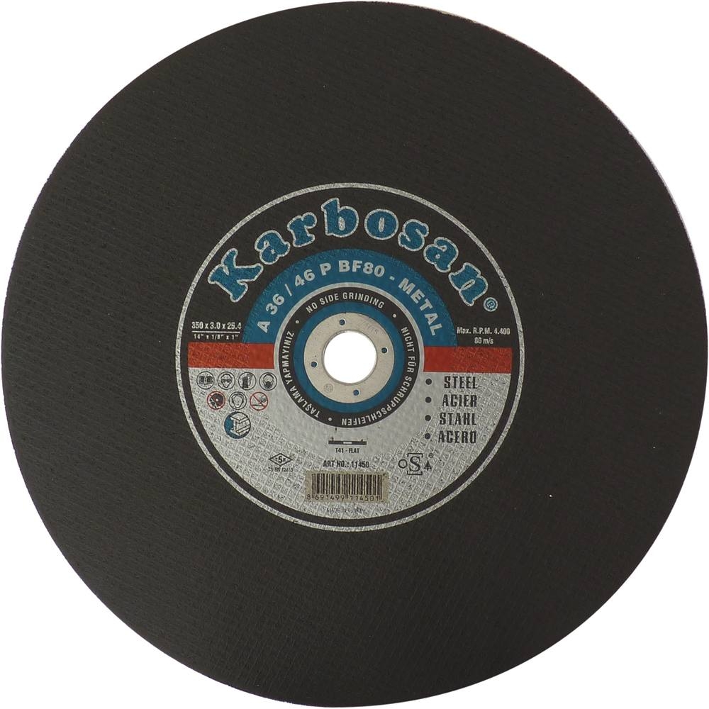 Disque à tronçonner pour tronçonneuse thermique 350x3x25,4mm KARBOSAN - 14089
