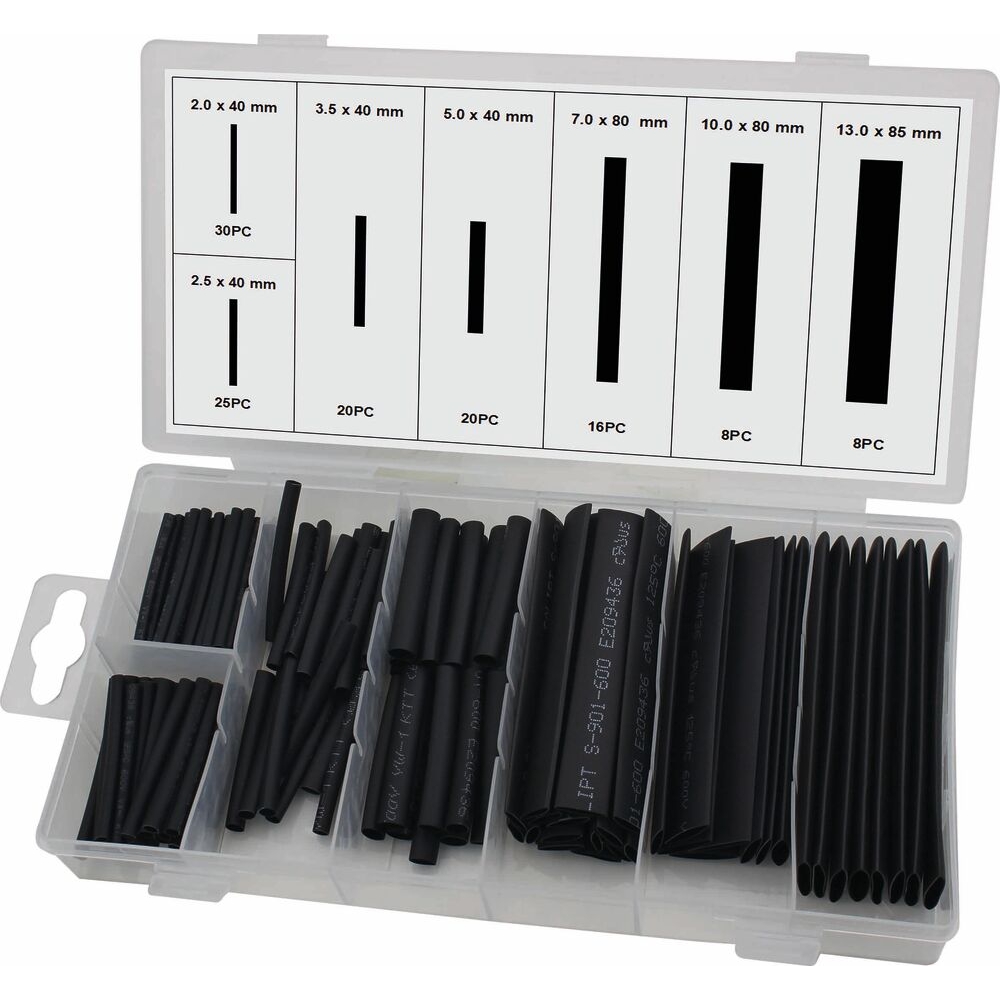 Gaine thermorétractable 2:1 noire - Coffret de 127 pcs SODELEC - 14109