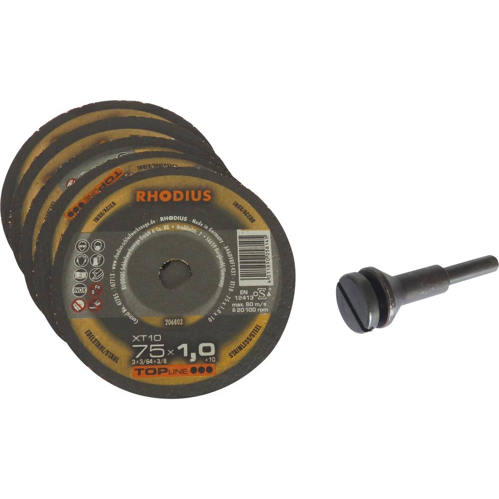 Porte-meule sur tige 6mm avec 5 disques 76mm - DRAKKAR - 14151