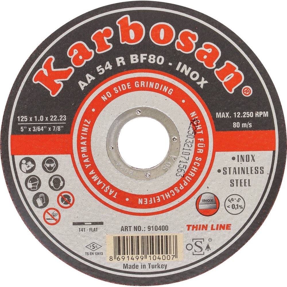 Disque à tronçonner acier/inox 125x1x22mm - lot de 25 pcs KARBOSAN - 14157