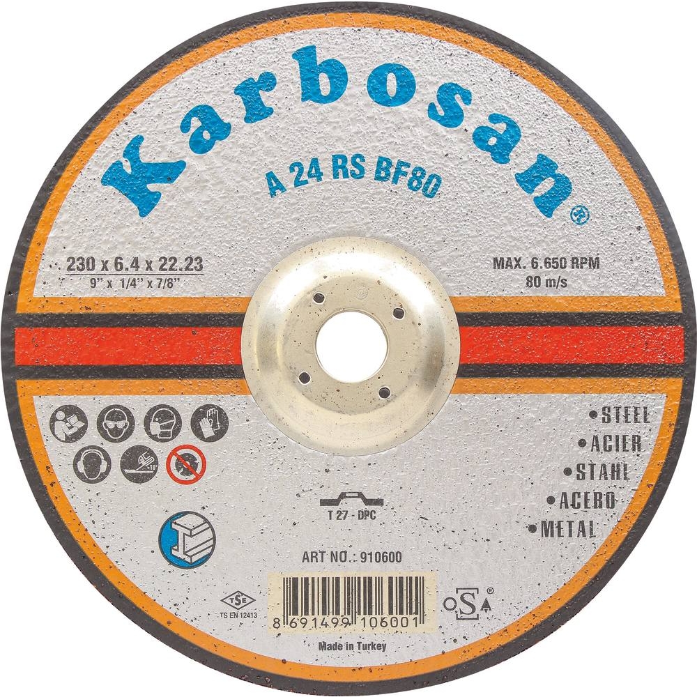Disque à ébarber acier 230x6,4x22 - lot de 10 pcs KARBOSAN - 14159