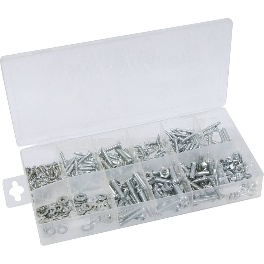 Vis métal/vis bois/rondelle/écrou de M3,5 à M6 - coffret de 347 pcs KLIPPER - 14160