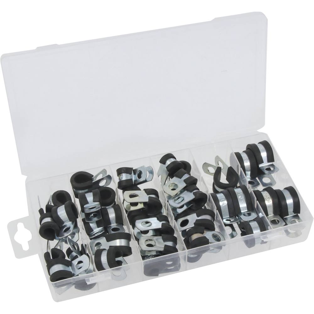 Collier acier zingué 12mm avec protection caoutchouc de 6 à 16mm - coffret de 42 pcs KLIPPER - 14176