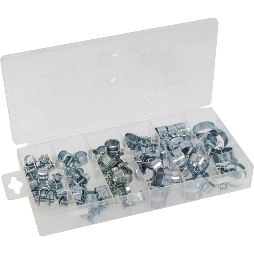 Collier à durite acier zingué 9mm de 6 à 21mm - coffret de 56 pcs KLIPPER - 14177