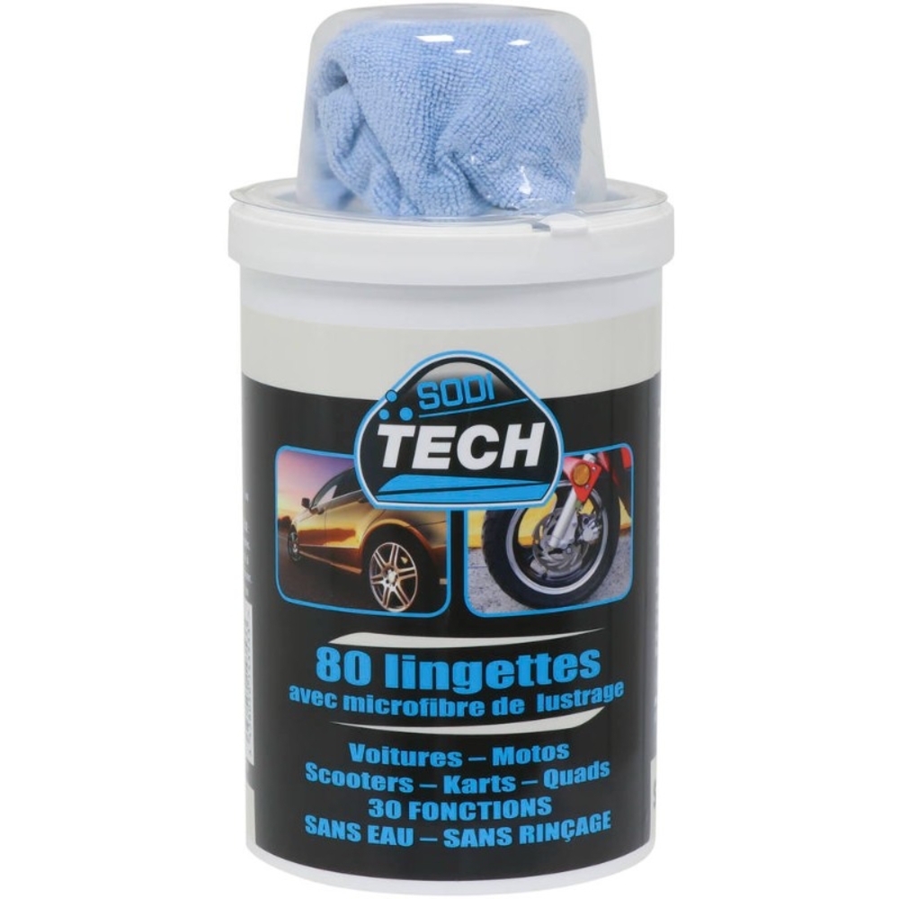 Lingette nettoyante multi-usage avec microfibre de lustrage - pot de 80 lingettes KARZHAN - 14353