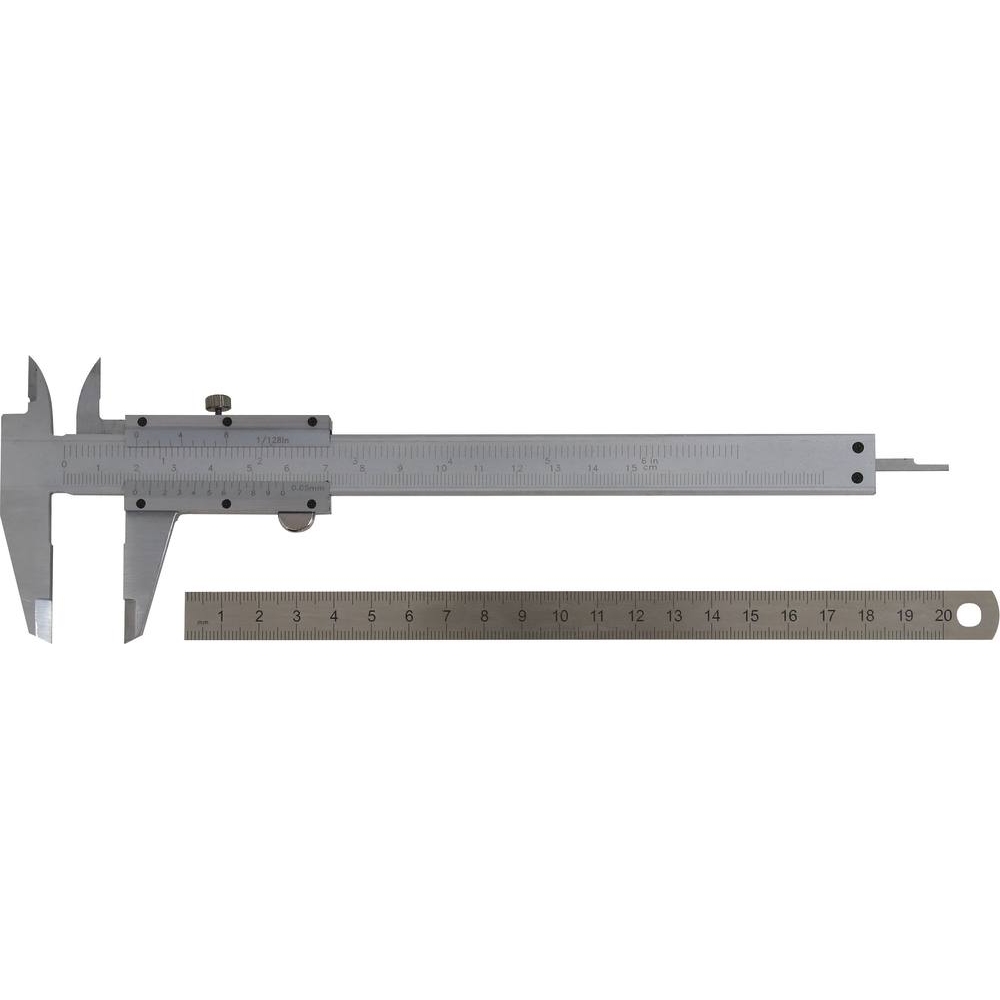 Pied à coulisse 150mm 1/20 avec jauge de profondeur et réglet - coffret DRAKKAR TOOLS - 14401