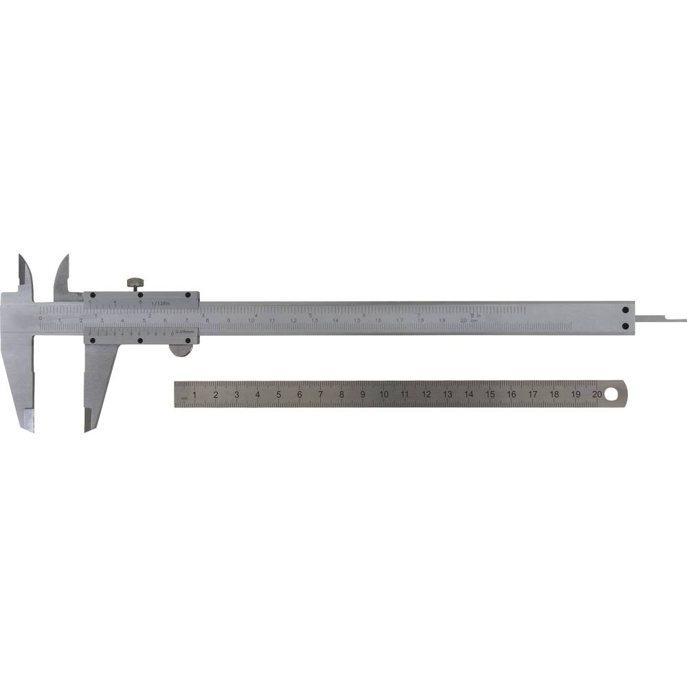 Pied à coulisse 200mm 1/20 avec jauge de profondeur et réglet - coffret DRAKKAR TOOLS - 14402