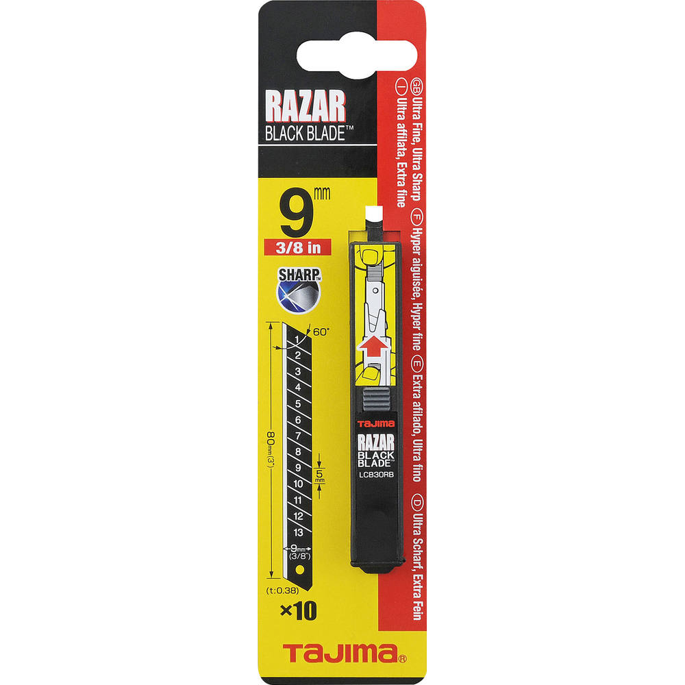 Lame sécable de 9mm très effilée - distributeur de 10 pcs TAJIMA - 14610