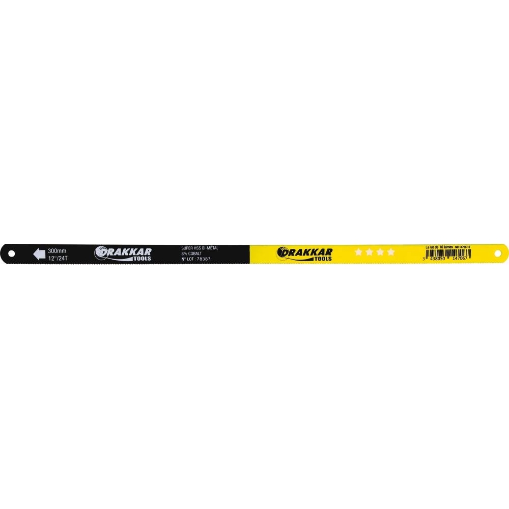 Lame de scie 10 dents/cm pour acier inox - lot de 10 pièces - Lot de 10 - DRAKKAR TOOLS - 14708.10