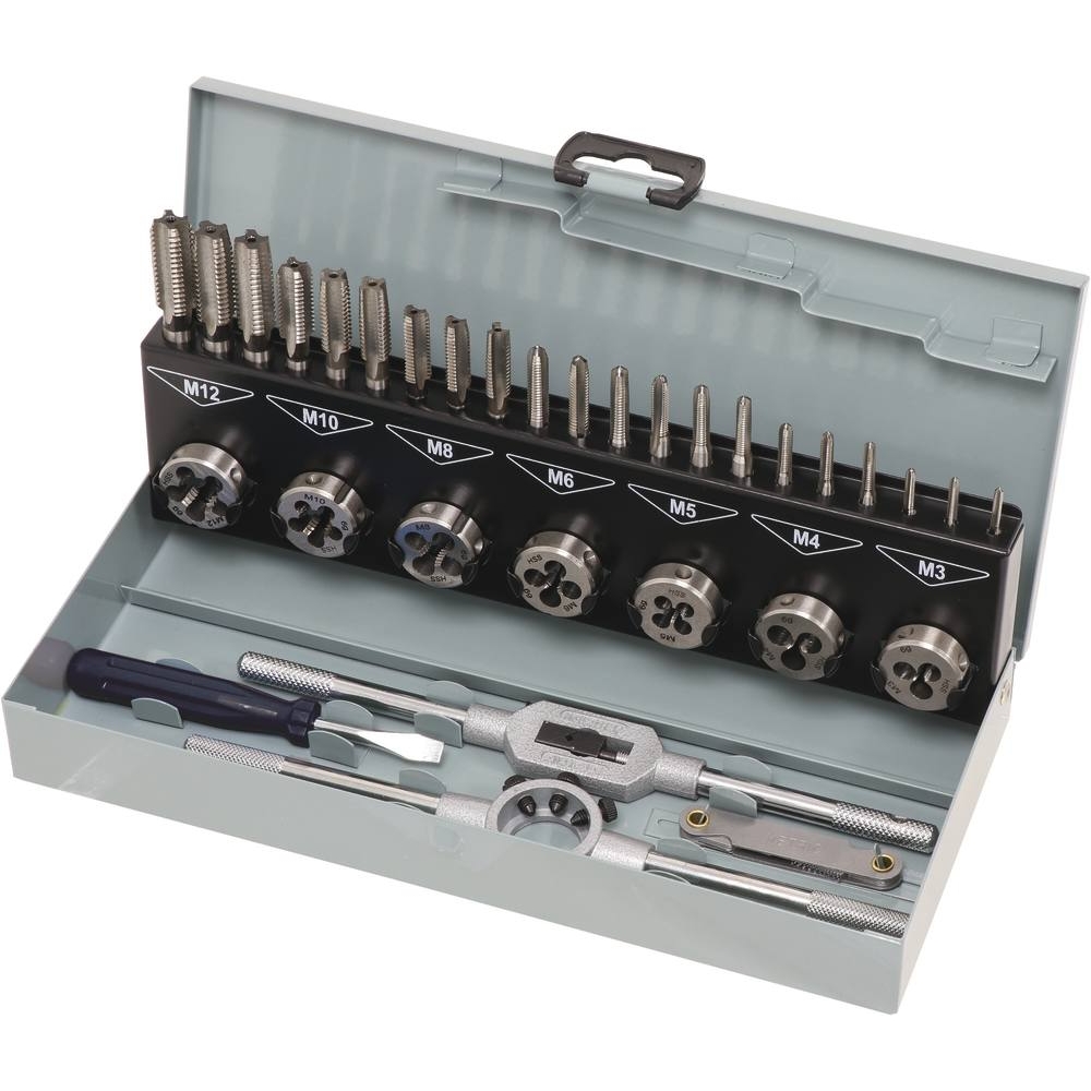 Taraud et filière M3 à M12 3 passes - coffret de 32 pcs DRAKKAR - 14720